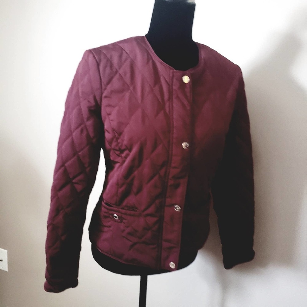 EUC Massimo Dutti burgundy quilted light jacket M